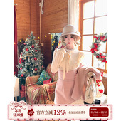 甜美小香风夹棉外套女秋冬粉色毛呢长袖 织物猪 芝芝桃桃 棉服上衣