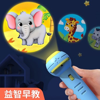 儿童趣味投影手电筒宝宝早教识图发光不伤眼睡前动物投影灯仪玩具