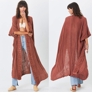 裙 沙滩外套泳衣外搭泡温泉披肩罩衫 海边度假比基尼防晒开衫 中长款