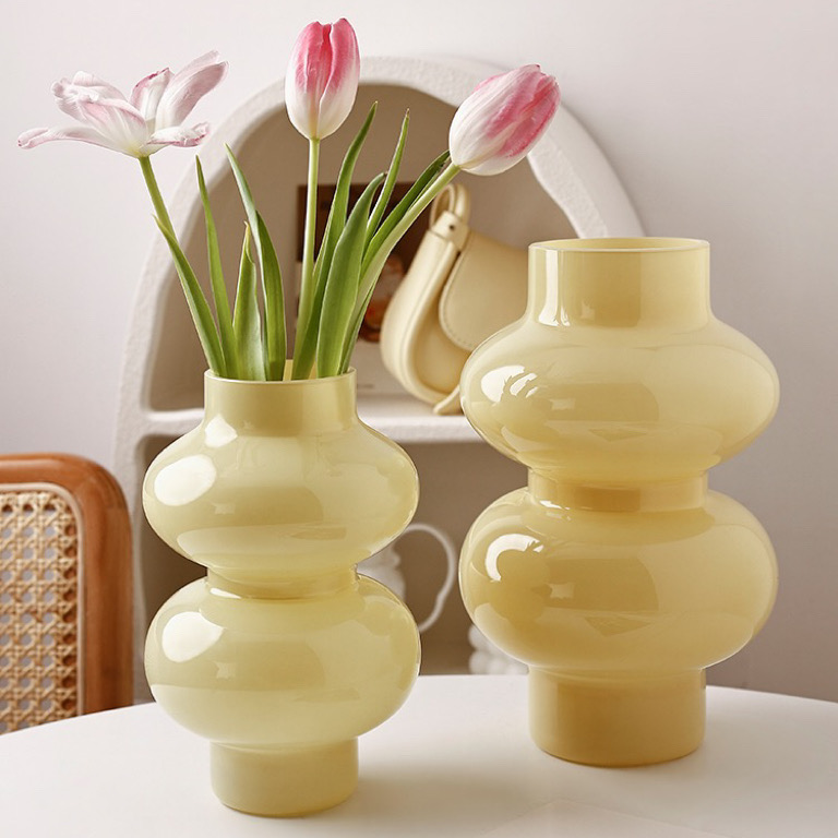 奶油风玻璃装饰摆件花瓶