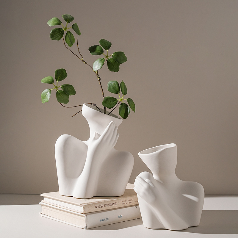 陶瓷人体艺术花瓶插花器装饰摆件