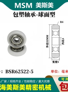 MSM圆弧球面包塑轴承尼龙滑轮耐磨塑料滚轮BSR62522-5/BSR62522-7
