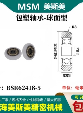 MSM美斯美微型球面滑轮高品质圆弧型包塑轴承尼龙滑轮BSR62418-5