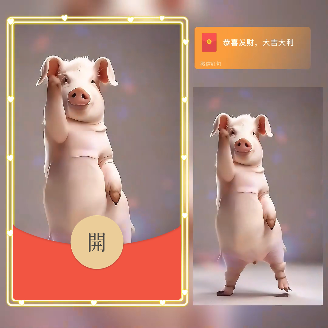 小猪跳舞2025新款蛇年微信红包封面动态音效发财暴富永久序列号VX