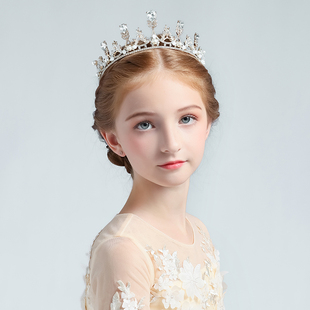 金色儿童皇冠公主女童生日公主裙礼服头饰水晶王冠饰品表演服配饰