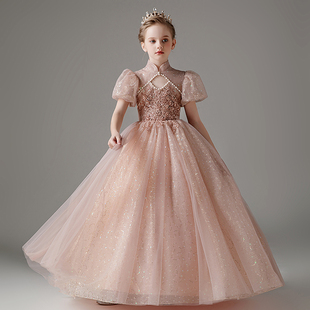 儿童礼服主持人服装复古中国风女童朗诵古筝钢琴演出服生日公主裙