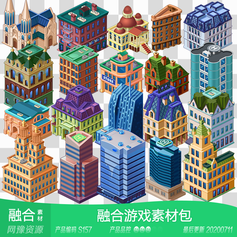 网豫素材S157 US 闲置城市建设者建筑放置模拟新品 手机游戏素材