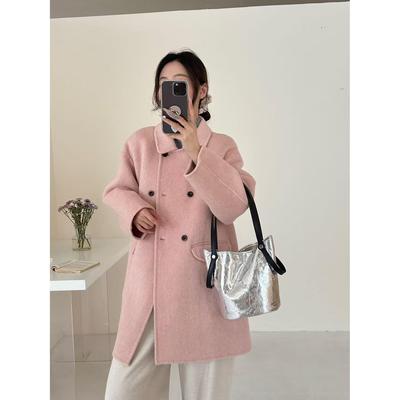 25秋冬新款娃娃领双面羊毛大衣女中长款高级感显瘦羊毛呢外套女