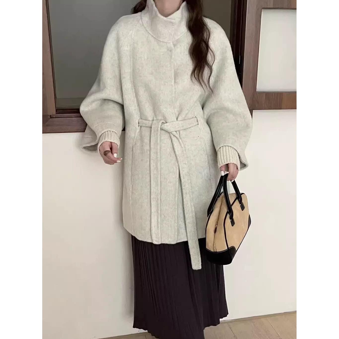 高级感韩系双面羊毛大衣女秋冬气质时尚百搭显瘦中长款羊毛呢外套