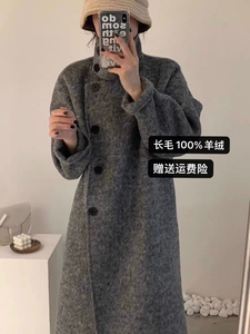 2023新款韩版小立领单排扣双面羊绒大衣中长款秋冬加厚羊毛外套女
