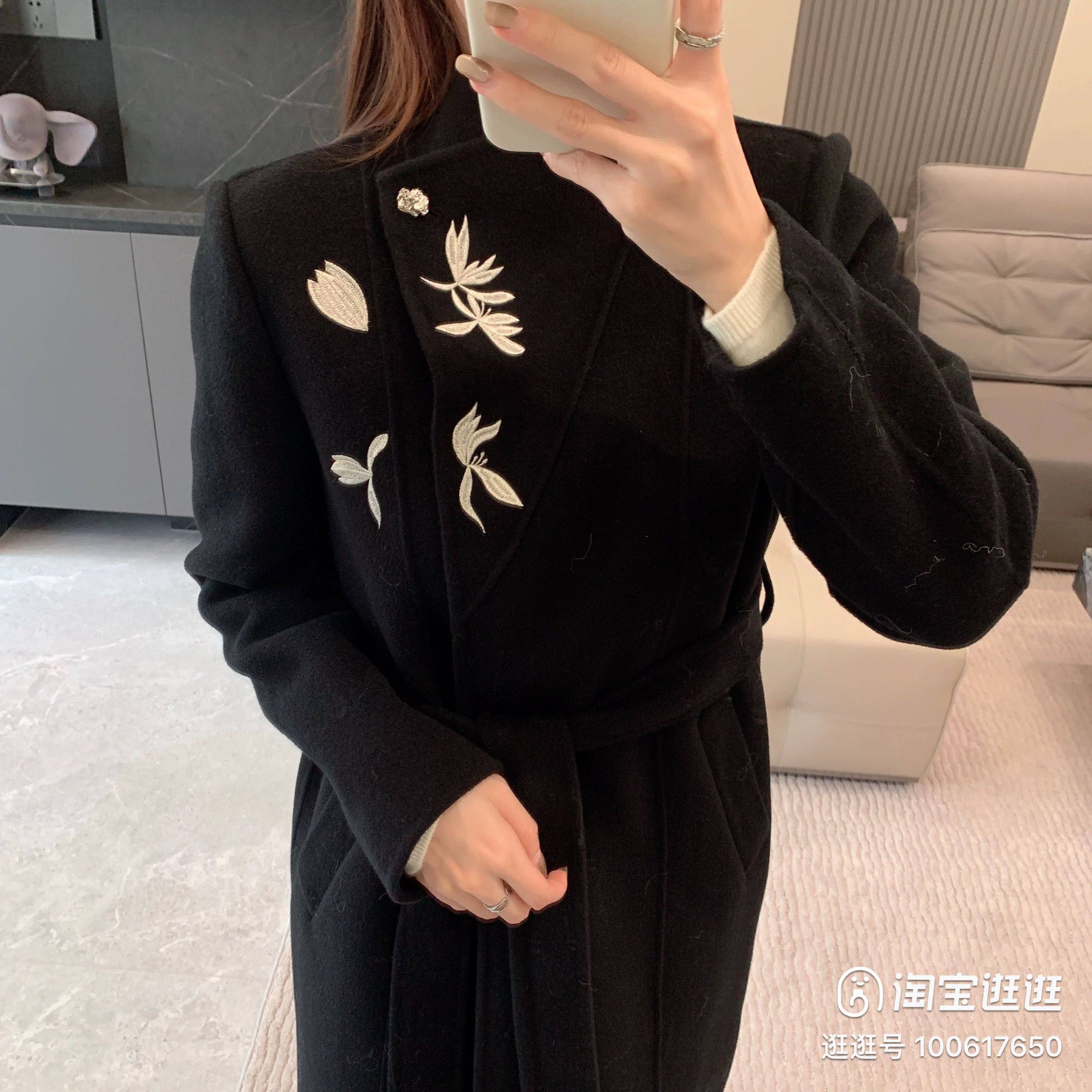 新中式立领黑色长款女秋冬季新款设计感毛呢外套高级感呢子大衣女