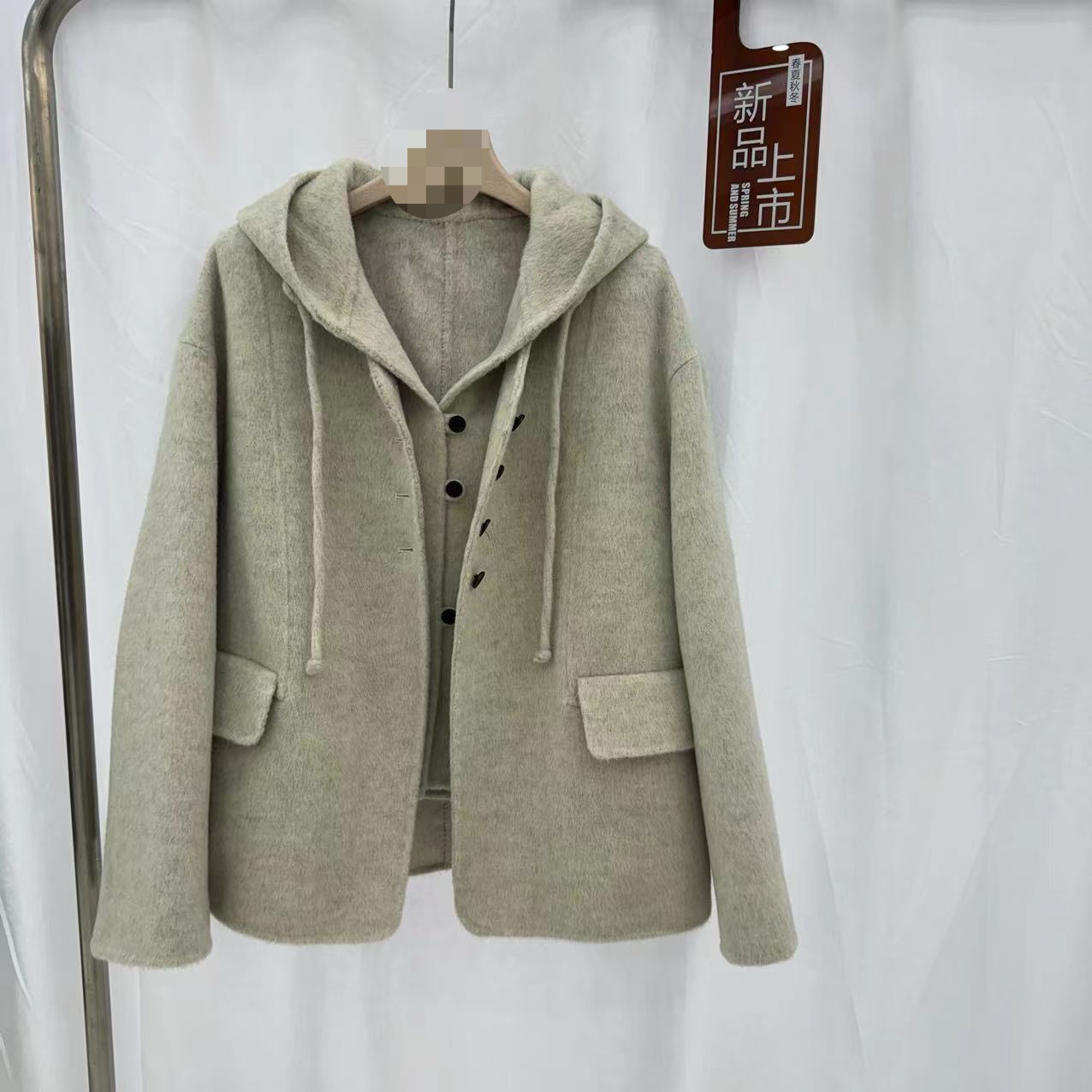 连帽马甲两件套羊绒大衣短款25早春新款韩系学院风小个子羊毛外套