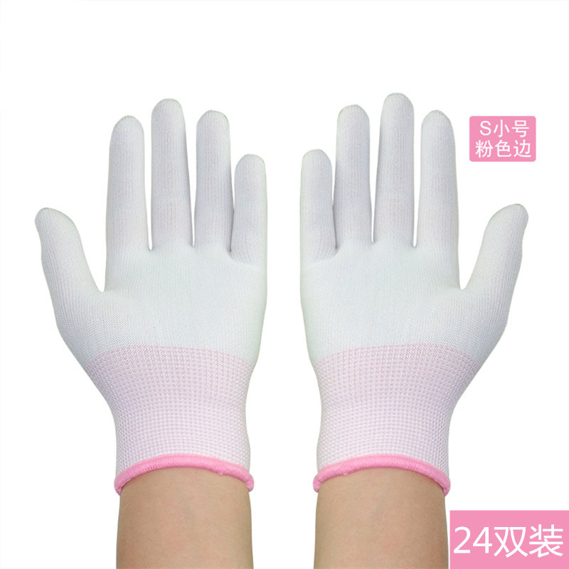 夏季超薄款尼龙线工作纯白手套