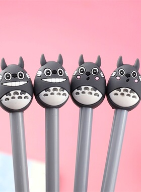 定制卡通龙猫笔可爱学生刻字笔学习文具用品创意笔防丢笔黑色顺滑