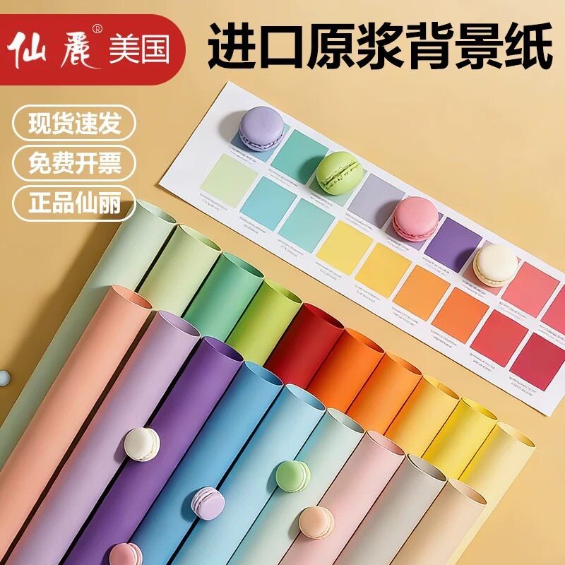 仙丽1.35*5米背景纸拍摄道具婚纱影楼照相馆儿童人像纯色布景墙纸