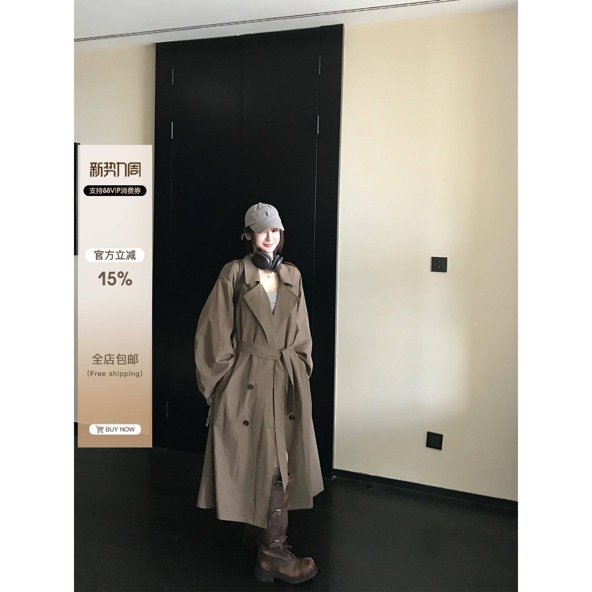 Skk Store 全智贤姐姐风衣 智性松弛经典大翻领中长款大衣外套女