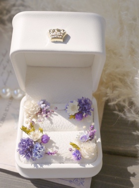 森系婚礼求婚永生花可定制首饰盒