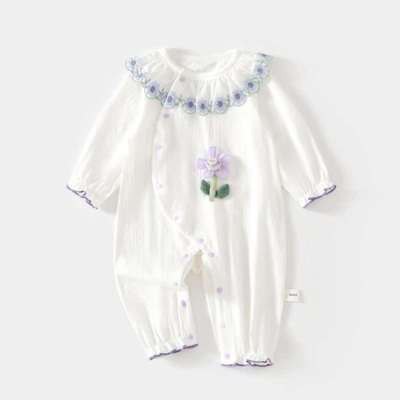 婴儿夏款连体衣宝宝夏季提花薄款和服哈衣空调服新生儿婴幼爬服