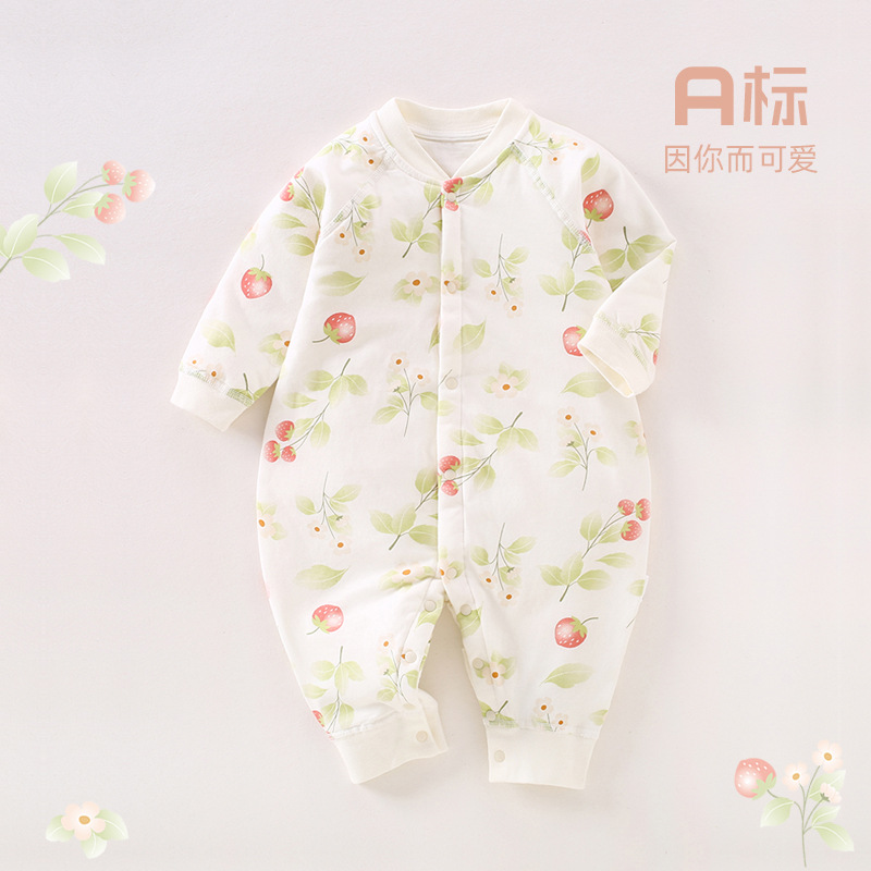 冬季婴儿保暖哈衣加棉加厚保暖爬服连身连体衣服宝宝秋冬保暖哈衣