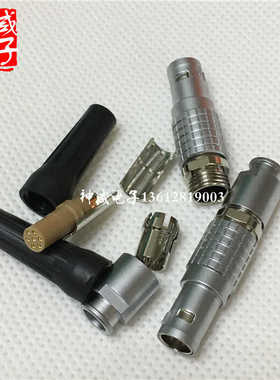 兼容LEMO双键位45°夹角 FGJ 0B 1B 2B 2-9芯插头 推拉自锁连接器