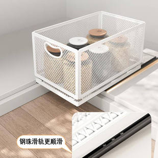 免打孔水槽橱柜衣柜轨道式可叠加拉篮加深大容量抽屉式整理收纳筐