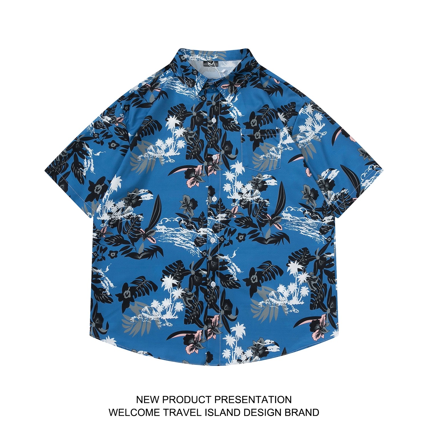 TRAVEL ISLAND 夏日度假小岛 复古植物印花夏威夷沙滩短袖花衬衫,男装,衬衫,淘宝优惠券,粉丝福利购,淘宝优惠卷