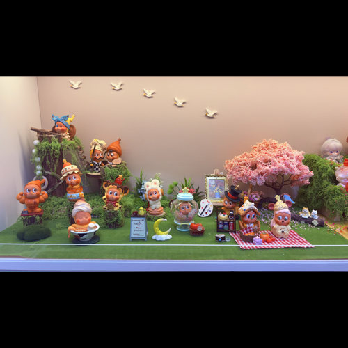 玄关展示柜微缩迷你盲盒造景diy适用泡泡玛特星星人场景夏日造景