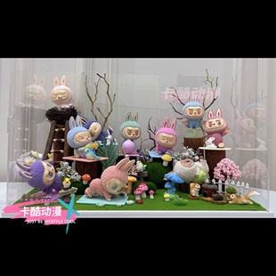 泡泡玛特LABUBU拉布布慵懒瑜伽盲盒场景布置装饰造景微缩diy