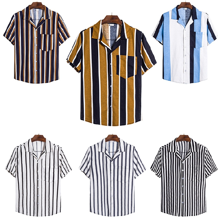 2020 striped short sleeve shirt