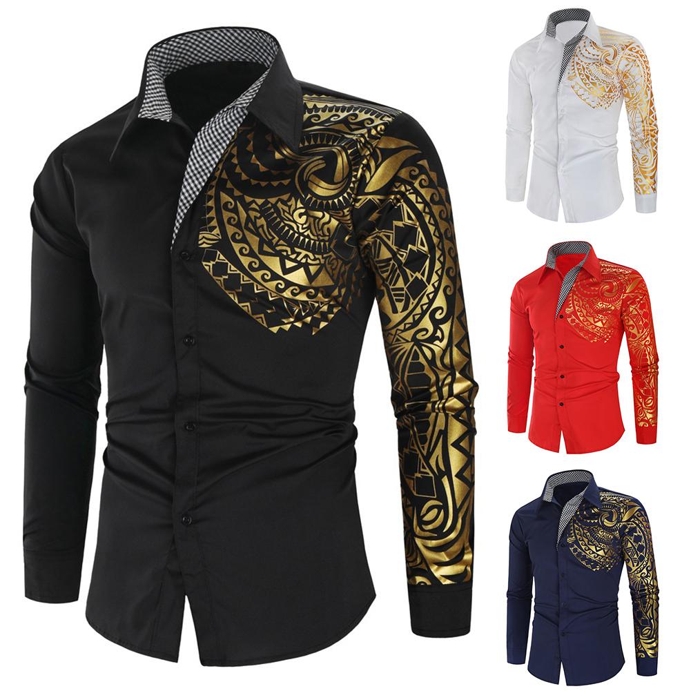 Shirt Men New Slim Long-sleeved Fancy Shirt