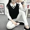 Autumn sweater shirt Two piece set Korean Edition student shirt knitting vest Vest Easy College wind