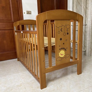 黄色小鸭婴儿床宝宝多功能实木无漆环保三挡可调节儿童床微瑕