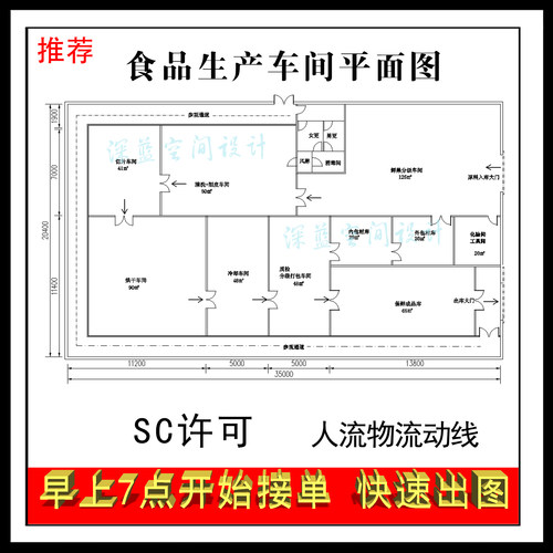 SC车间平面图流程图生产设备布局图人流物流动线