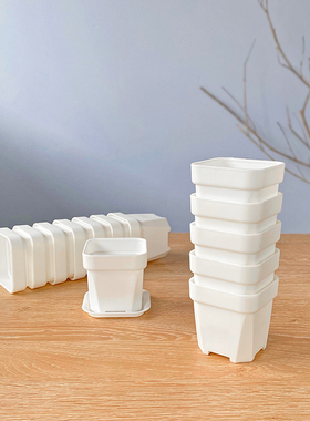 热卖升级特厚多肉花盆塑料矮方盆育苗省土迷你大小口径扦插黑白方