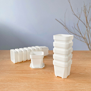 热卖 升级特厚多肉花盆塑料矮方盆育苗省土迷你大小口径扦插黑白方