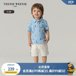 打底衫 TeenieWeenie polo衫 Kids小熊童装 25夏男宝宝纯棉满印短袖