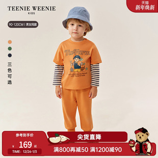 T恤衫 TeenieWeenie 男女宝宝撞色假两件长袖 25年新款 Kids小熊童装