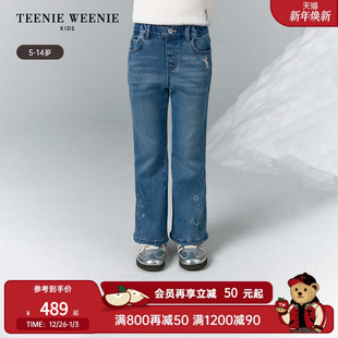 秋冬女童甜美Q暖绒喇叭牛仔裤 25年新款 Kids小熊童装 TeenieWeenie