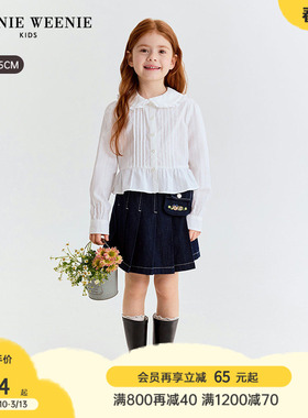 TeenieWeenie Kids小熊童装26春夏款女童棉淑女花边翻领长袖衬衫