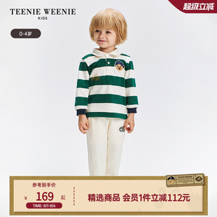 TeenieWeenie Kids小熊童装 24秋冬男宝条纹翻领撞色长袖 T恤POLO衫