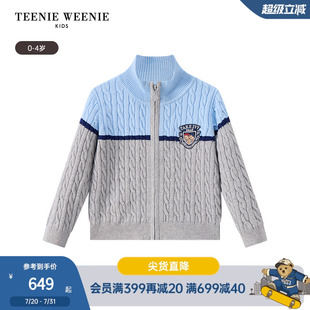 毛衣 25新秋冬男宝宝学院拼色拉链开衫 TeenieWeenie Kids小熊童装