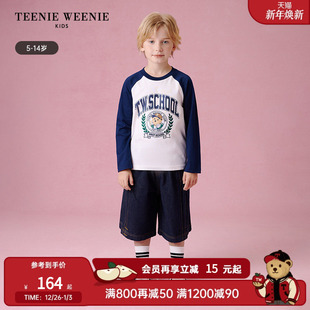 男童休闲风学院插肩长袖 25年新款 T恤 Kids小熊童装 TeenieWeenie
