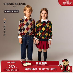 秋冬男女童亲子撞色菱形毛衣 25年新款 TeenieWeenie Kids小熊童装