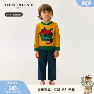 男女宝肩开扣苹果篮撞色提花毛衣 秋季 TeenieWeenie Kids小熊童装