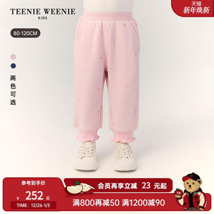 25年新秋冬女宝宝可爱束脚银狐绒卫裤 TeenieWeenie Kids小熊童装