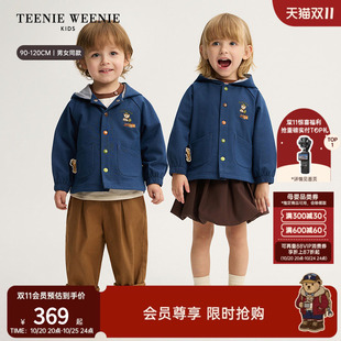 TeenieWeenie Kids小熊童装26年秋季新款男女宝宝仿牛仔连帽外套