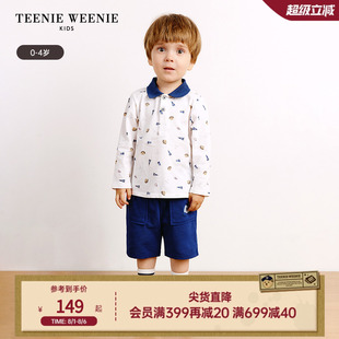 T恤Polo衫 TeenieWeenie 男宝宝满印翻领长袖 Kids小熊童装 24秋季