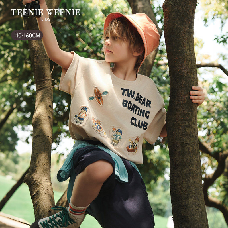 TeenieWeenie Kids小熊童装26夏新款男童休闲时尚印花贴布短袖T恤