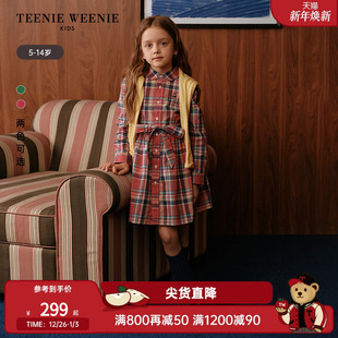 衬衫 TeenieWeenie 女童学院收腰格纹长袖 25年新款 裙 Kids小熊童装