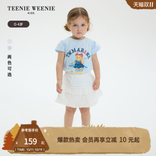 印花圆领T恤打底衫 TeenieWeenie 女宝宝飞袖 25年新款 Kids小熊童装